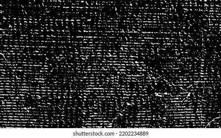 Textura de tela vectorial. Textura angustiada de tejido. Borde de fondo. Ilustración del vector de medio tono abstracto. Superposición para crear un efecto interesante y profundidad. Negro aislado en blanco. EPS10.
