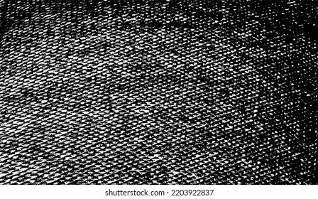 Vector fabric texture. Distressed texture of weaving fabric. Grunge background. Abstract halftone vector illustration. Overlay to create interesting effect and depth. Black isolated on white. EPS10.
