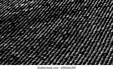 Textura de tela vectorial. Textura angustiada de tejido. Borde de fondo. Ilustración del vector de medio tono abstracto. Superposición para crear un efecto interesante y profundidad. Negro aislado en blanco. EPS10.
