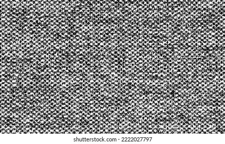 Vector fabric texture. Distressed texture of weaving fabric. Grunge background. Abstract halftone vector illustration. Overlay to create interesting effect and depth. Black isolated on white. EPS10.