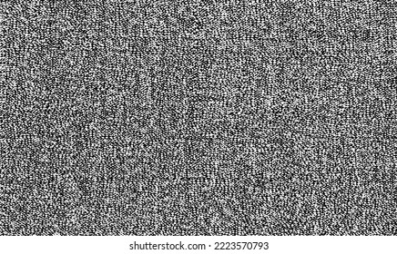 Textura de tela vectorial. Textura angustiada de tejido. Borde de fondo. Ilustración del vector de medio tono abstracto. Superposición para crear un efecto interesante y profundidad. Negro aislado en blanco. EPS10.