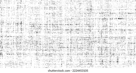 Textura de tela vectorial. Textura angustiada de tejido. Borde de fondo. Ilustración del vector de medio tono abstracto. Superposición para crear un efecto interesante y profundidad. Negro aislado en blanco. EPS10.
