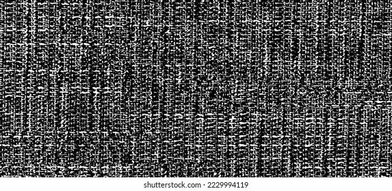 Vector fabric texture. Distressed texture of weaving fabric. Grunge background. Abstract halftone vector illustration. Overlay to create interesting effect and depth. Black isolated on white. EPS10.