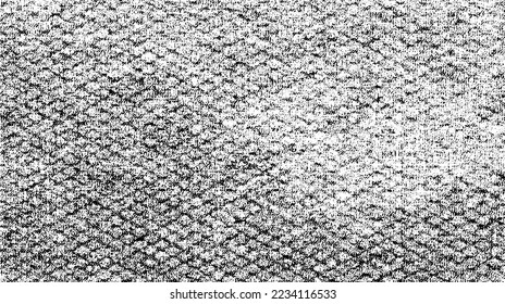 Vector fabric texture. Distressed texture of weaving fabric. Grunge background. Abstract halftone vector illustration. Overlay to create interesting effect and depth. Black isolated on white. EPS10.
