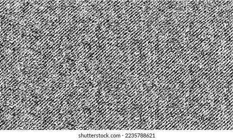 Textura de tela vectorial. Textura angustiada de tejido. Borde de fondo. Ilustración del vector de medio tono abstracto. Superposición para crear un efecto interesante y profundidad. Negro aislado en blanco. EPS10.