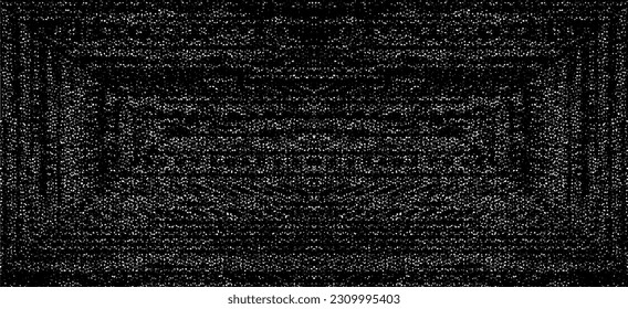 Vektor-Textur. Bedrängte Textur des Webgewebes. brüchiger Hintergrund. Abstrakte Halbtonvektorgrafik. Overlay, um interessante Wirkung und Tiefe zu erzeugen. Schwarz einzeln auf Weiß. EPS10.