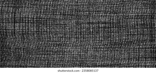 Vector fabric texture. Distressed texture of weaving fabric. Grunge background. Abstract halftone vector illustration. Overlay to create interesting effect and depth. Black isolated on white. EPS10.