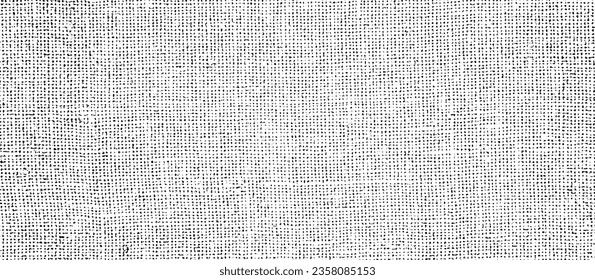 Vector fabric texture. Distressed texture of weaving fabric. Grunge background. Abstract halftone vector illustration. Overlay to create interesting effect and depth. Black isolated on white. EPS10.