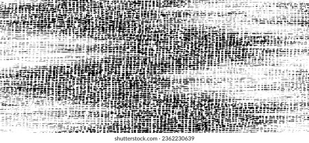 Vector fabric texture. Distressed texture of weaving fabric. Grunge background. Abstract halftone vector illustration. Overlay to create interesting effect and depth. Black isolated on white. EPS10.