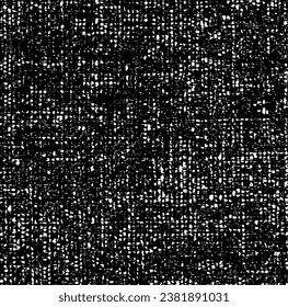 Vector fabric texture. Distressed texture of weaving fabric. Grunge background. Abstract halftone vector illustration. Overlay to create interesting effect and depth. Black isolated on white. EPS10.