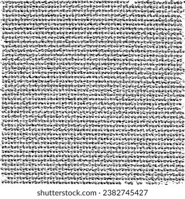 Textura de tela vectorial. Textura angustiada de tejido. Borde de fondo. Ilustración del vector de medio tono abstracto. Superposición para crear un efecto interesante y profundidad. Negro aislado en blanco. EPS10.