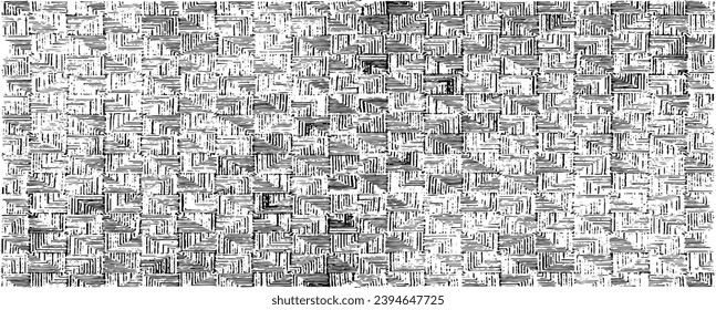 Textura de tela vectorial. Textura angustiada de tejido. Borde de fondo. Ilustración del vector de medio tono abstracto. Superposición para crear un efecto interesante y profundidad. Negro aislado en blanco. EPS10.