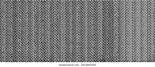 Vektor-Textur. Bedrängte Textur des Webgewebes. brüchiger Hintergrund. Abstrakte Halbtonvektorgrafik. Overlay, um interessante Wirkung und Tiefe zu erzeugen. Schwarz einzeln auf Weiß. EPS10.
