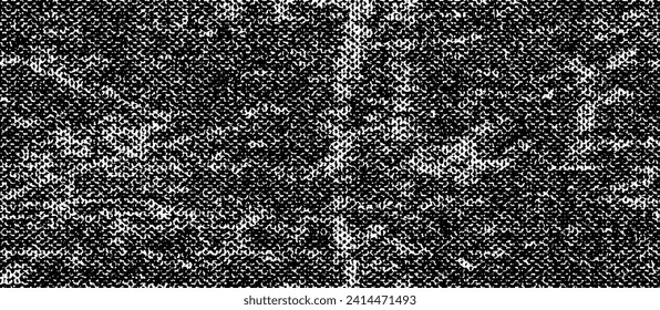 Vector fabric texture. Distressed texture of weaving fabric. Grunge background. Abstract halftone vector illustration. Overlay to create interesting effect and depth. Black isolated on white. EPS10.