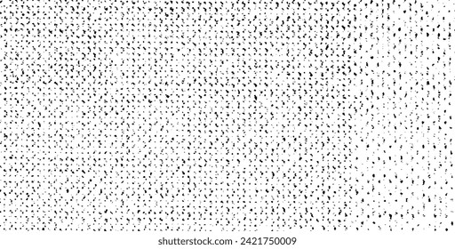 Vektor-Textur. Bedrängte Textur des Webgewebes. brüchiger Hintergrund. Abstrakte Halbtonvektorgrafik. Overlay, um interessante Wirkung und Tiefe zu erzeugen. Schwarz einzeln auf Weiß. EPS10.