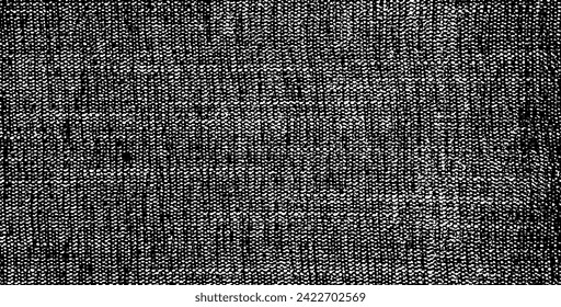 Vector fabric texture. Distressed texture of weaving fabric. Grunge background. Abstract halftone vector illustration. Overlay to create interesting effect and depth. Black isolated on white. EPS10.