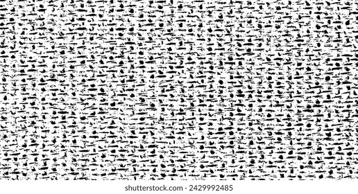 Vector fabric texture. Distressed texture of weaving fabric. Grunge background. Abstract halftone vector illustration. Overlay to create interesting effect and depth. Black isolated on white. EPS10.
