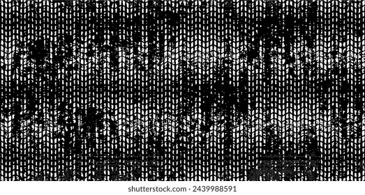 Vector fabric texture. Distressed texture of weaving fabric. Grunge background. Abstract halftone vector illustration. Overlay to create interesting effect and depth. Black isolated on white. EPS10.