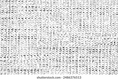 Textura de tela de Vector. Textura angustiada de tejido. Fondo grunge. Abstractas Ilustración vectorial de semitonos. Superposición para crear un efecto y una profundidad interesantes. Negro aislado sobre blanco. EPS10.