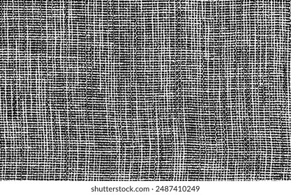 Vector fabric texture. Distressed texture of weaving fabric. Grunge background. Abstract halftone vector illustration. Overlay to create interesting effect and depth. Black isolated on white. EPS10.