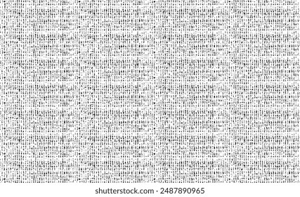Vector fabric texture. Distressed texture of weaving fabric. Grunge background. Abstract halftone vector illustration. Overlay to create interesting effect and depth. Black isolated on white. EPS10.