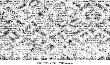 Vector fabric texture. Distressed texture of weaving fabric. Grunge background. Abstract halftone vector illustration. Overlay to create interesting effect and depth. Black isolated on white. EPS10.