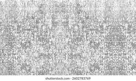 Vector fabric texture. Distressed texture of weaving fabric. Grunge background. Abstract halftone vector illustration. Overlay to create interesting effect and depth. Black isolated on white. EPS10.