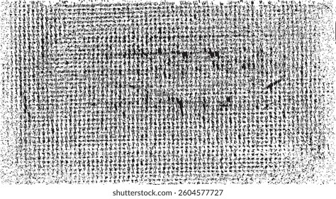 Vector fabric texture. Distressed texture of weaving fabric. Grunge background. Abstract halftone vector illustration. Overlay to create interesting effect and depth. Black isolated on white. EPS10.