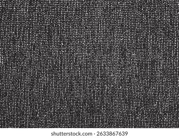 Textura de tela de Vector. Textura angustiada de tejido. Fondo de Grunge. Abstractas Ilustración vectorial de semitono. Superposición para crear un efecto y una profundidad interesantes. Negro aislado en blanco. EPS10.