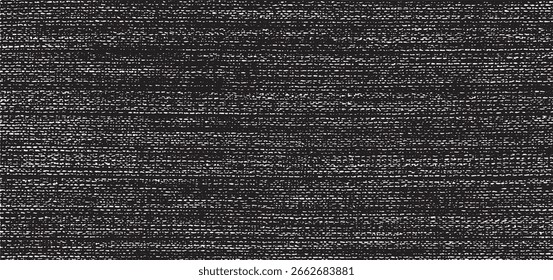 Textura de tela de Vector. Textura angustiada de tejido. Fondo de Grunge. Abstractas Ilustración vectorial de semitono. Superposición para crear un efecto y una profundidad interesantes. Negro aislado en blanco. EPS10.