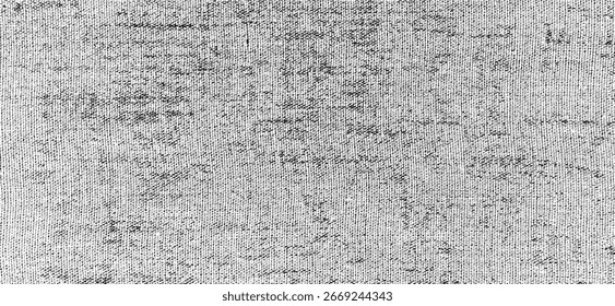 Textura de tela de Vector. Textura angustiada de tejido. Fondo de Grunge. Abstractas Ilustración vectorial de semitono. Superposición para crear un efecto y una profundidad interesantes. Negro aislado en blanco. EPS10.