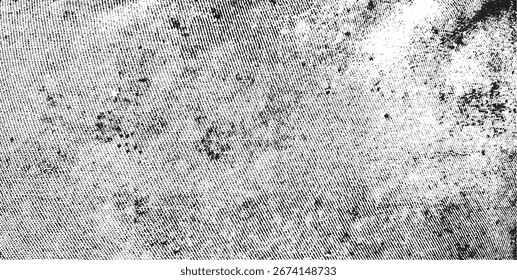 Textur aus Vektorgewebe. Unangenehme Textur des Webstoffs. Grunge Hintergrund. Abstrakte Halbton-Vektorgrafik. Overlay, um interessante Effekte und Tiefe zu erzeugen. Schwarz einzeln auf Weiß. EPS10.