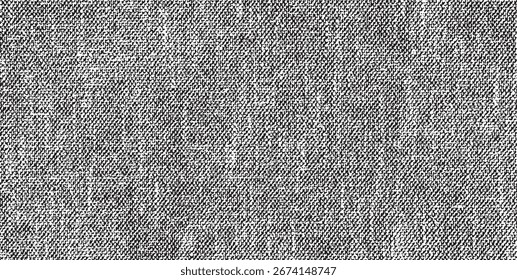 Textura de tela de Vector. Textura angustiada de tejido. Fondo de Grunge. Abstractas Ilustración vectorial de semitono. Superposición para crear un efecto y una profundidad interesantes. Negro aislado en blanco. EPS10.