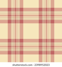 Vector fabric texture of tartan check plaid with a pattern seamless textile background in light and orange colors.