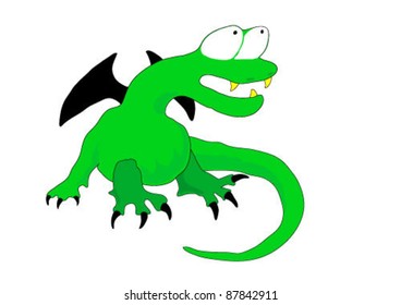 vector fabulous magical green dragon