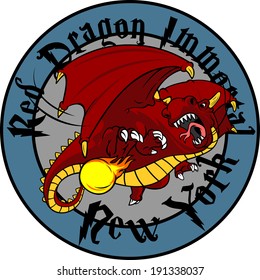 vector fabulous magical red with teeth fire-spitting dragon