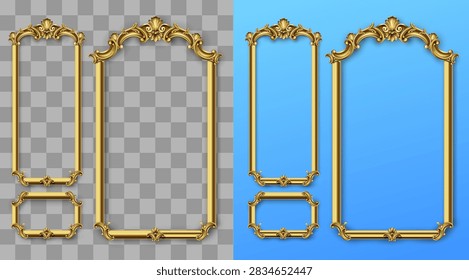 Vector facade. Golden panel baroque cabinet wall