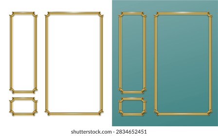 Vector facade. Golden panel baroque cabinet wall