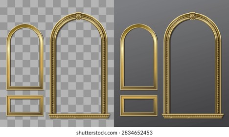 Vector facade. Golden panel baroque cabinet wall