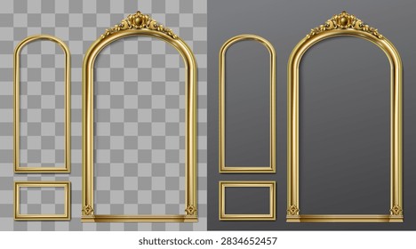 Vector facade. Golden panel baroque cabinet wall