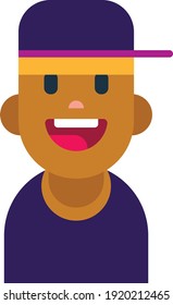 vector face of an african american man. flat image of a man's face with dark skin color