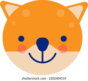 Vector face of an animal. Pet, puppy dog. Children's drawing of kawaii animal.