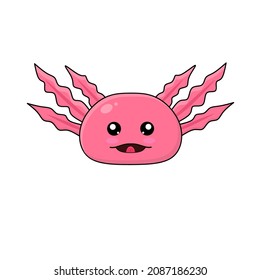 Vector face axolotl cute style smile expression