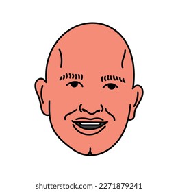 vector face of a bald man