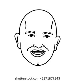 vector face of a bald man
