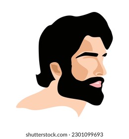 logotipo de cara vectorial y cara barbera y el logotipo de salón masculino vectorial y facial hombres retrato colorido y Un hombre con barba y un corte de pelo negro