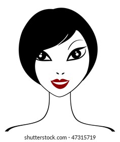 Vector face. beautiful girl.