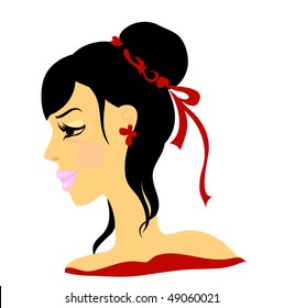 Vector face. beautiful girl.