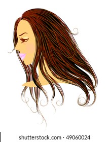 Vector face. beautiful girl.