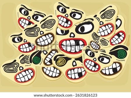 Vector face character, Carton face, vector abstract design Print, wallpaper, pattern background and Adobe illustrator artwork